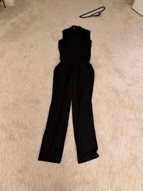 INC International Concepts Black Sleeveless V-Neck Jumpsuit